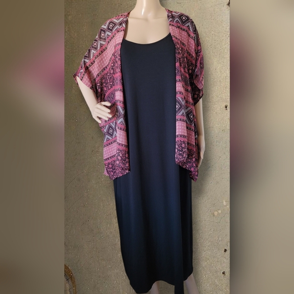 EILEEN FISHER Woman 2X Black Viscose Jersey Midi Dress Bateau Neck - Picture 2 of 10